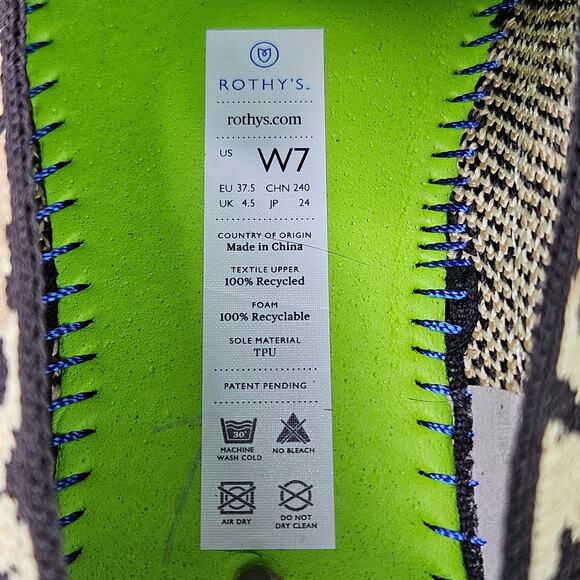 Rothy’s Original Slip On Sneaker Desert Cat Leopard Print Shoes Size 7 Sustainab - Picture 6 of 9